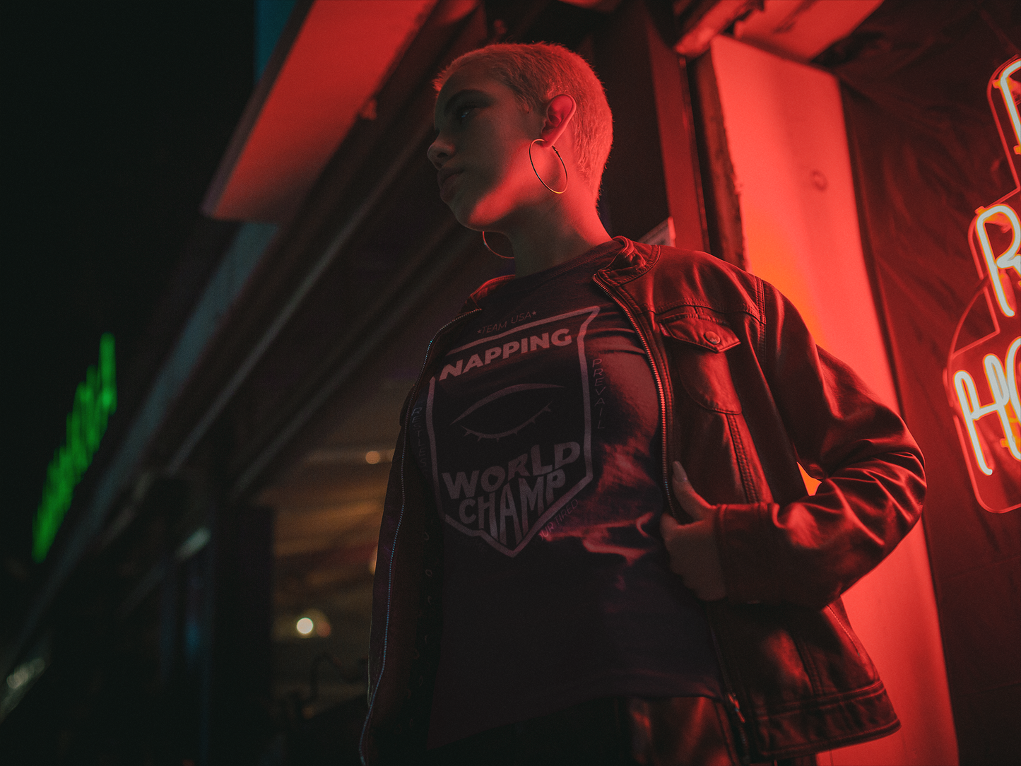 NAPPING WORLD CHAMP Graphic Tee Shirt Black