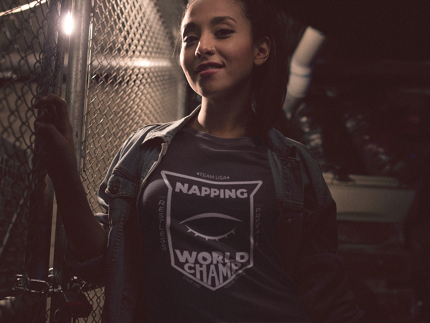 NAPPING WORLD CHAMP Graphic Tee Shirt Black