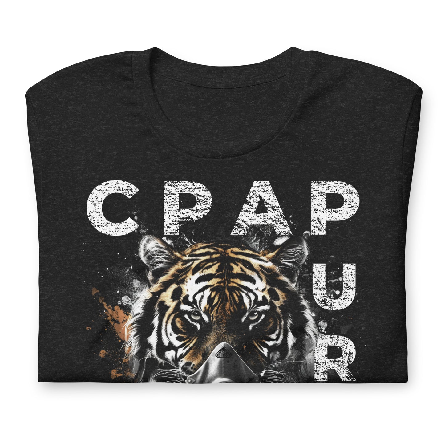 CPAPURR, Tiger wearing CPAP, CPAP, Animals, Sleep Apnea, Graphic Tee Shirt, Black