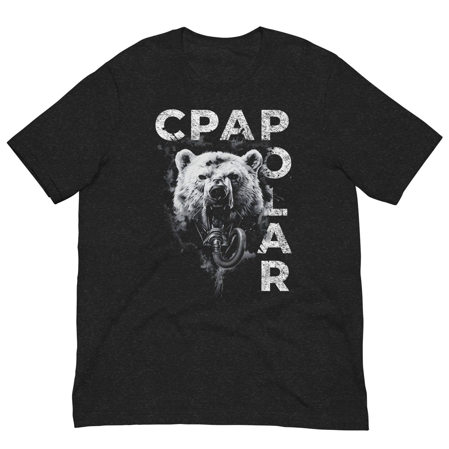 CPAPOLAR, Polar Bear wearing CPAP, CPAP, Animals, Sleep Apnea, Graphic Tee Shirt, Black