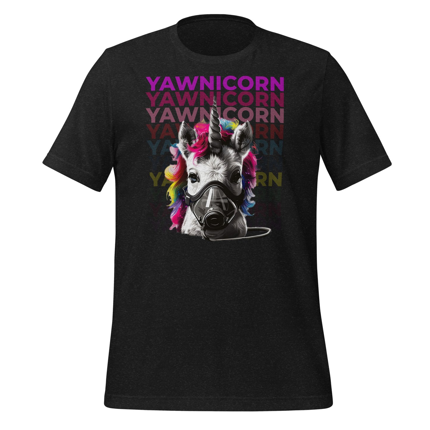 Yawnicorn, CPAP wearing Yawning Unicorn, CPAP, Animals, Sleep Apnea, Graphic Tee Shirt, Black