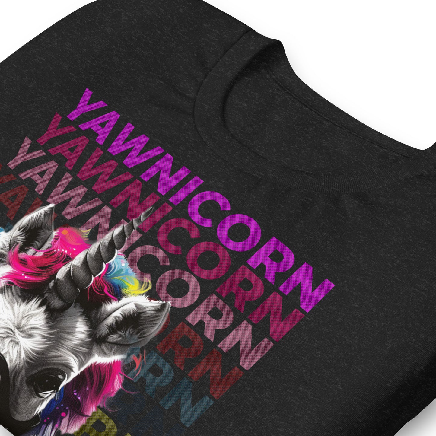 Yawnicorn, CPAP wearing Yawning Unicorn, CPAP, Animals, Sleep Apnea, Graphic Tee Shirt, Black