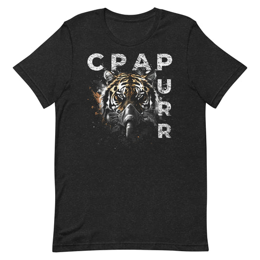 CPAPURR, Tiger wearing CPAP, CPAP, Animals, Sleep Apnea, Graphic Tee Shirt, Black