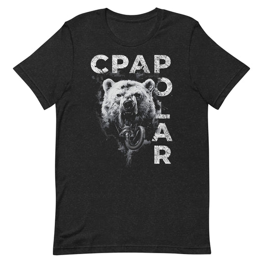 CPAPOLAR, Polar Bear wearing CPAP, CPAP, Animals, Sleep Apnea, Graphic Tee Shirt, Black