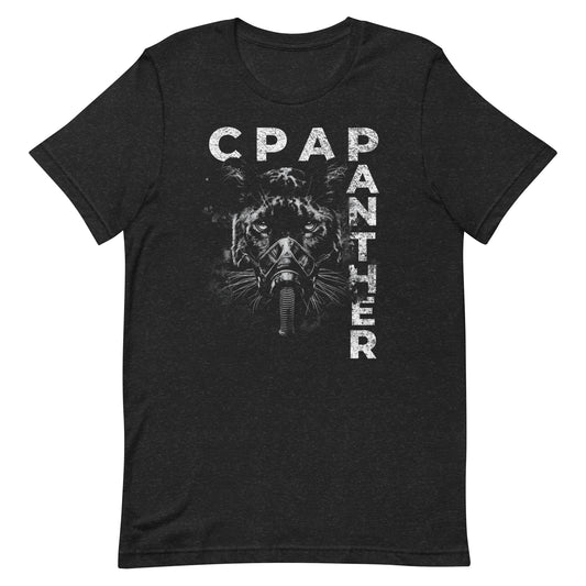 CPAPANTHER, Panther wearing CPAP, CPAP, Animals, Sleep Apnea, Graphic Tee Shirt, Black