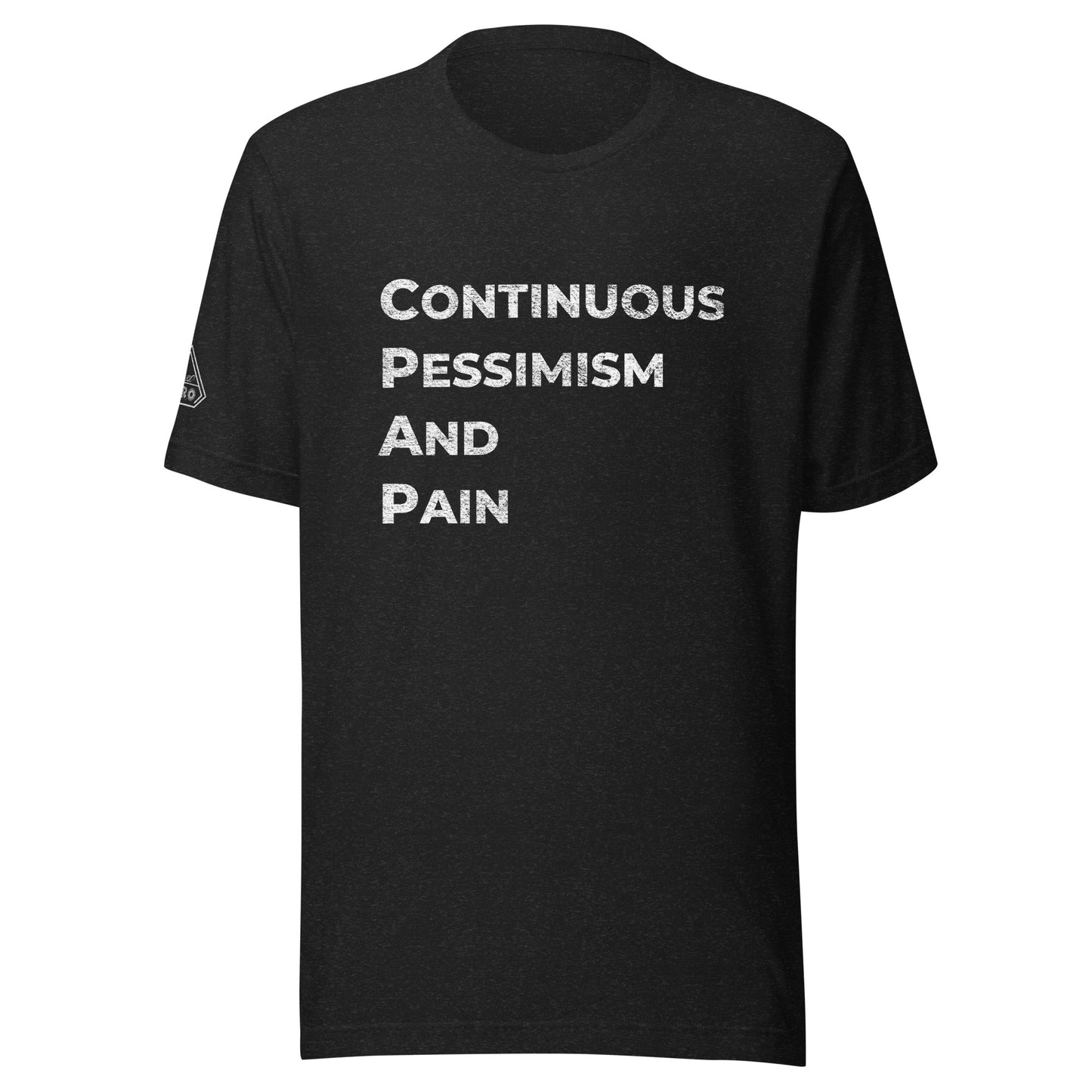 CONTINUOUS PESSIMISM AND PAIN, Graphic Tee Shirt, Black