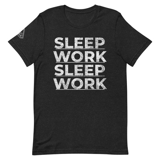 SLEEP|WORK|SLEEP|WORK, Graphic Tee Shirt, Black