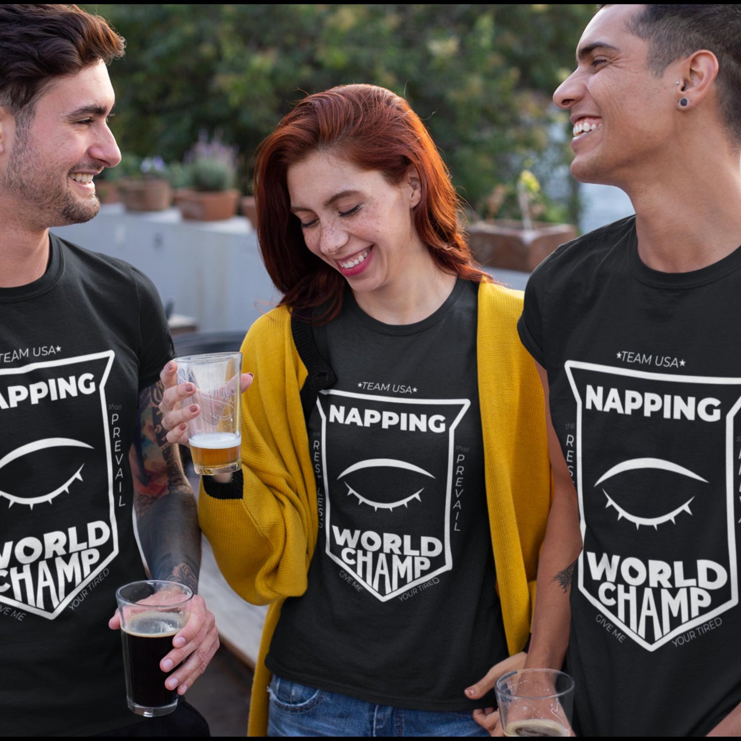 NAPPING WORLD CHAMP Graphic Tee Shirt Black