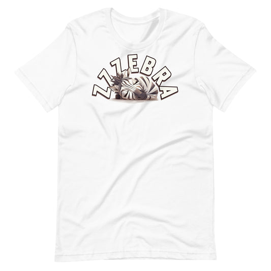 Zzzebra-Snoring Zebra-Sleep-Animals-Cute-Graphic Tee Shirt-White