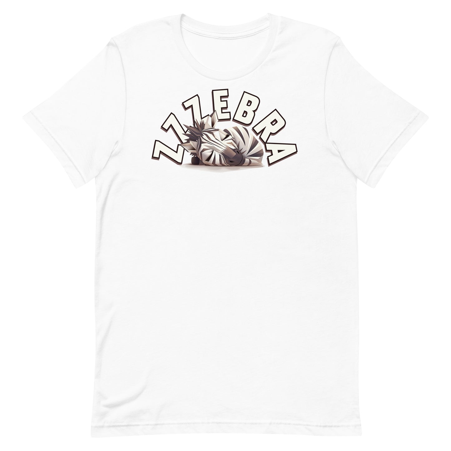 Zzzebra-Snoring Zebra-Sleep-Animals-Cute-Graphic Tee Shirt-White